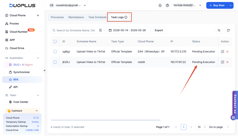 Monitor RPA Task