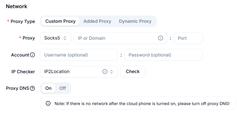 Proxy Configuration