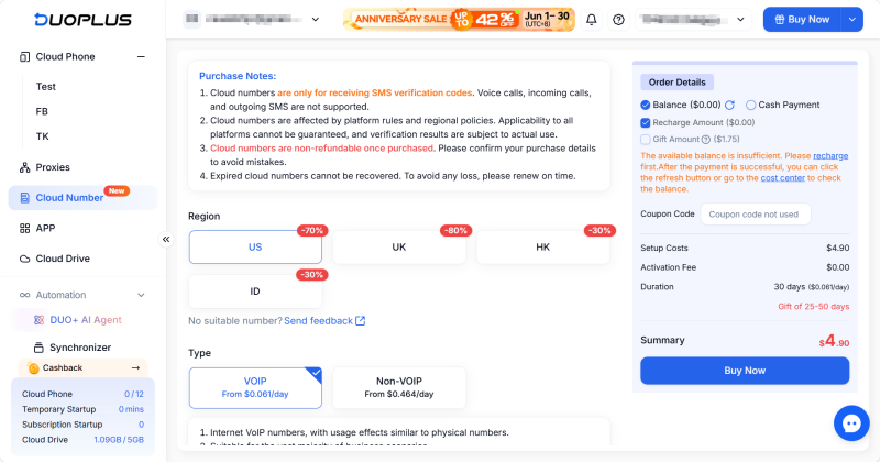 comprar número em nuvem