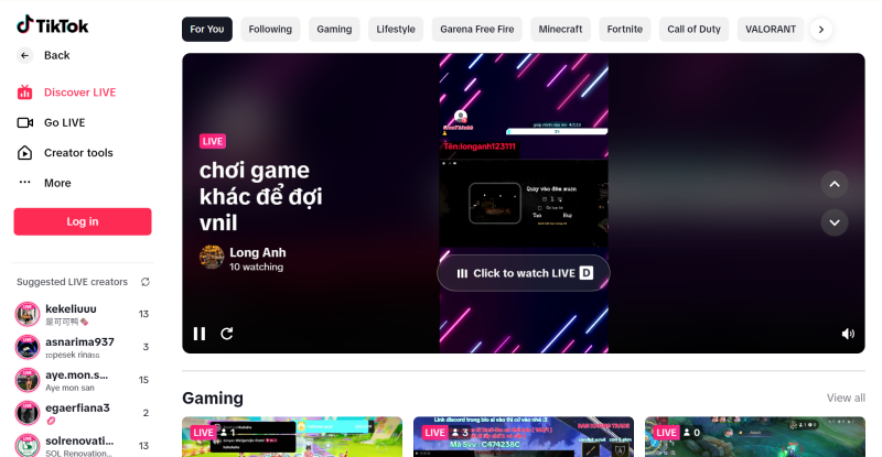 TikTok LIVE Page
