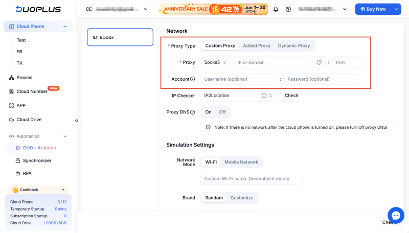 Configure Proxy on DuoPlus Cloud Phone