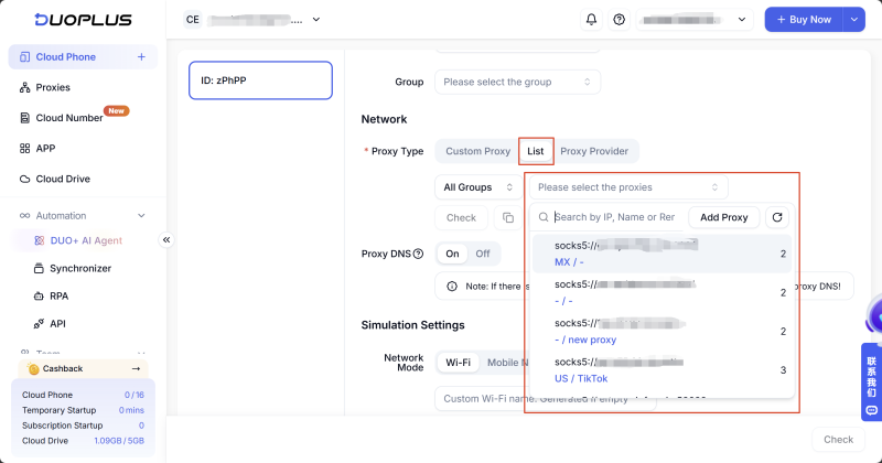 Chọn proxy