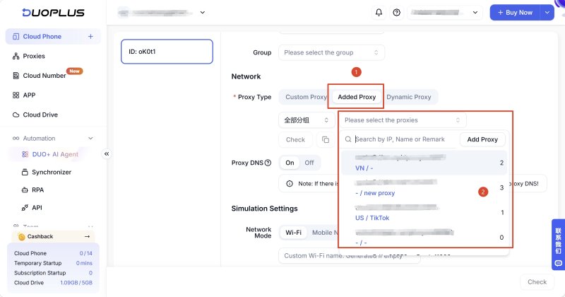 Chọn Proxy