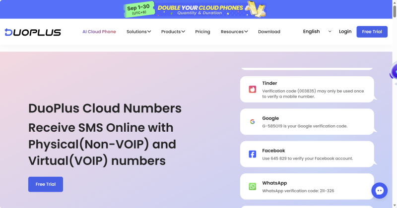DuoPlus Cloud Number